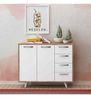Mehrzweckschrank, Eiche weiss, melaminbeschichtete Spanplatte