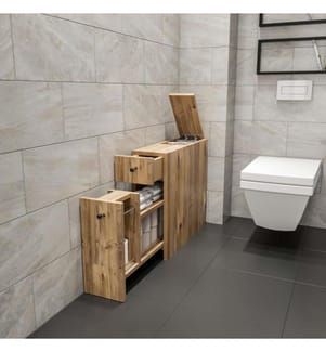 Badezimmerschrank, Eiche, Melaminbeschichtete Spanplatte