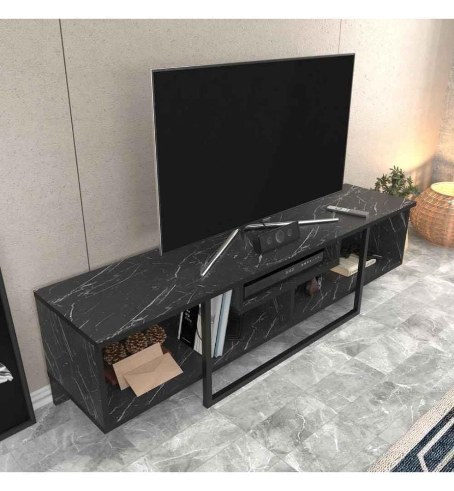 TV Stand, Black, Melamine Coated Particle Board