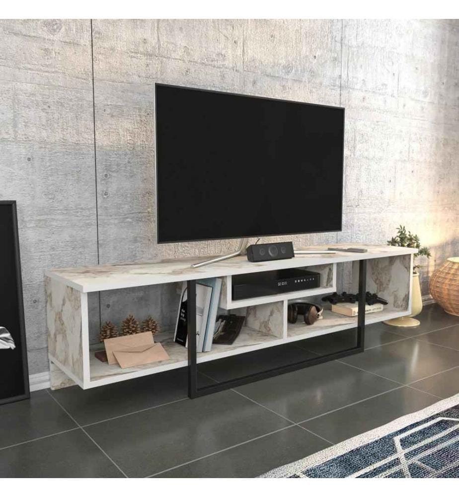TV Stand, Black White, Melamine Coated Particle Board