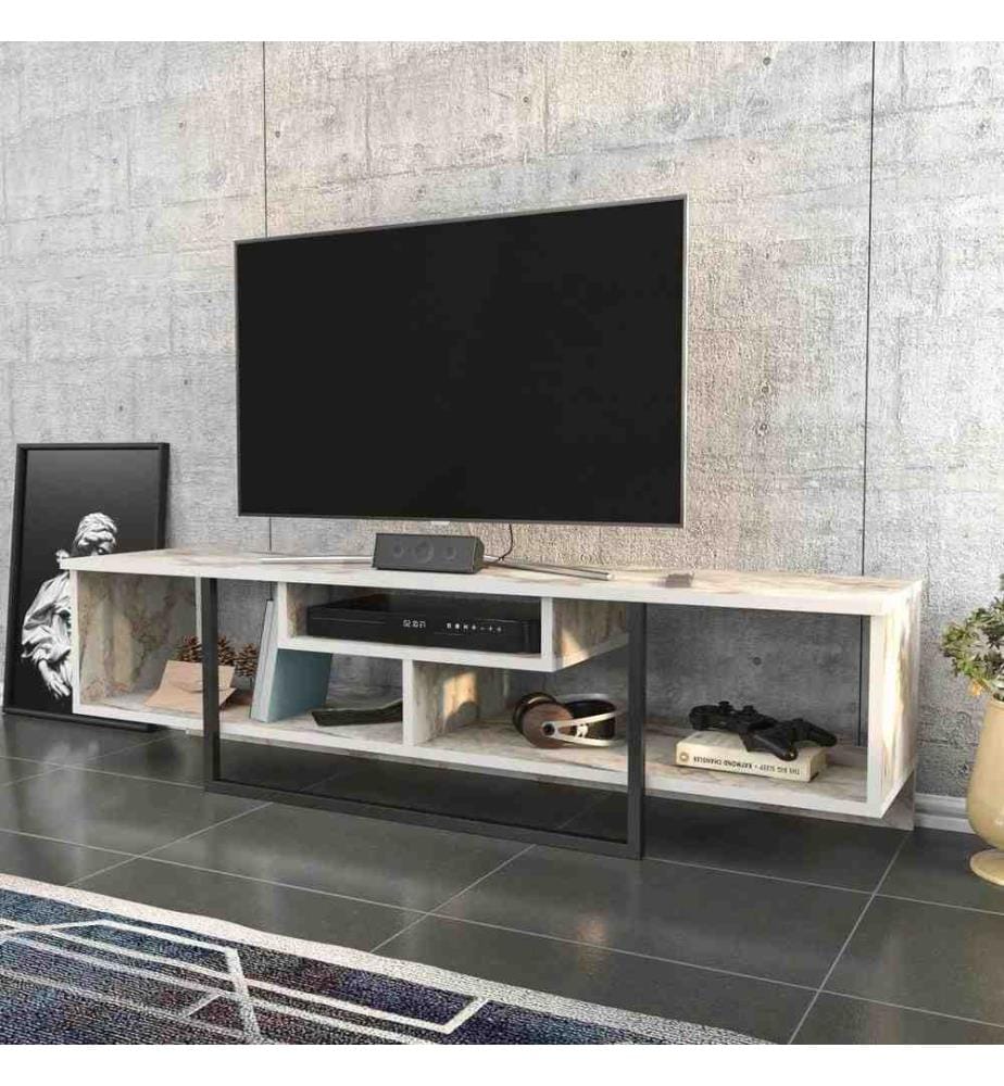 TV Stand, Black White, Melamine Coated Particle Board