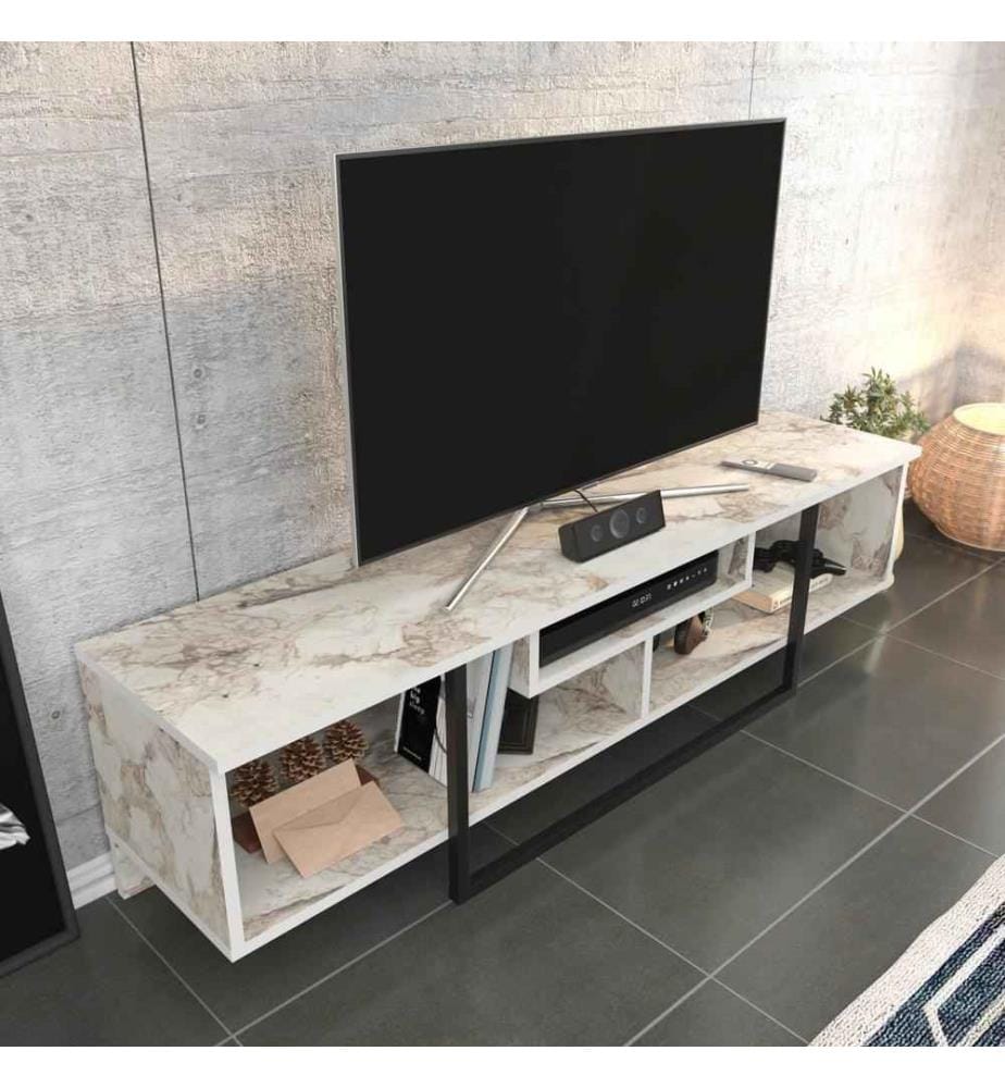 TV Stand, Black White, Melamine Coated Particle Board