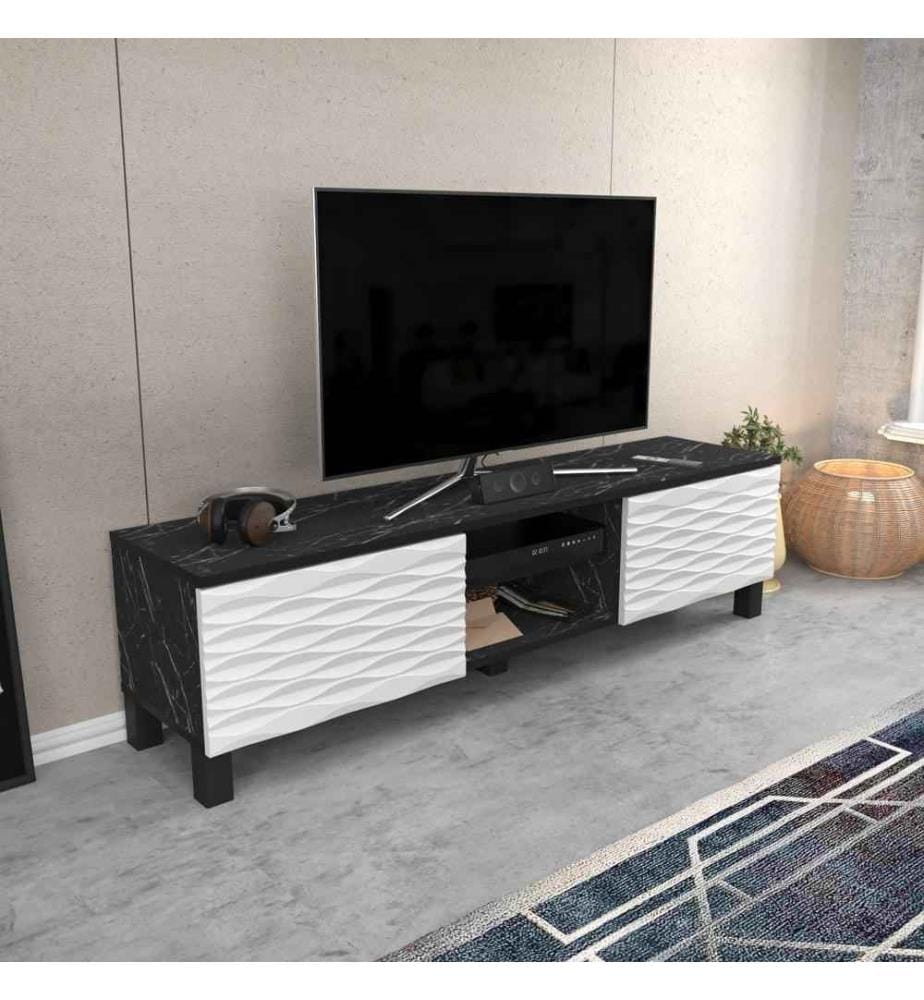 TV Stand, Black White, Melamine Coated Particle Board
