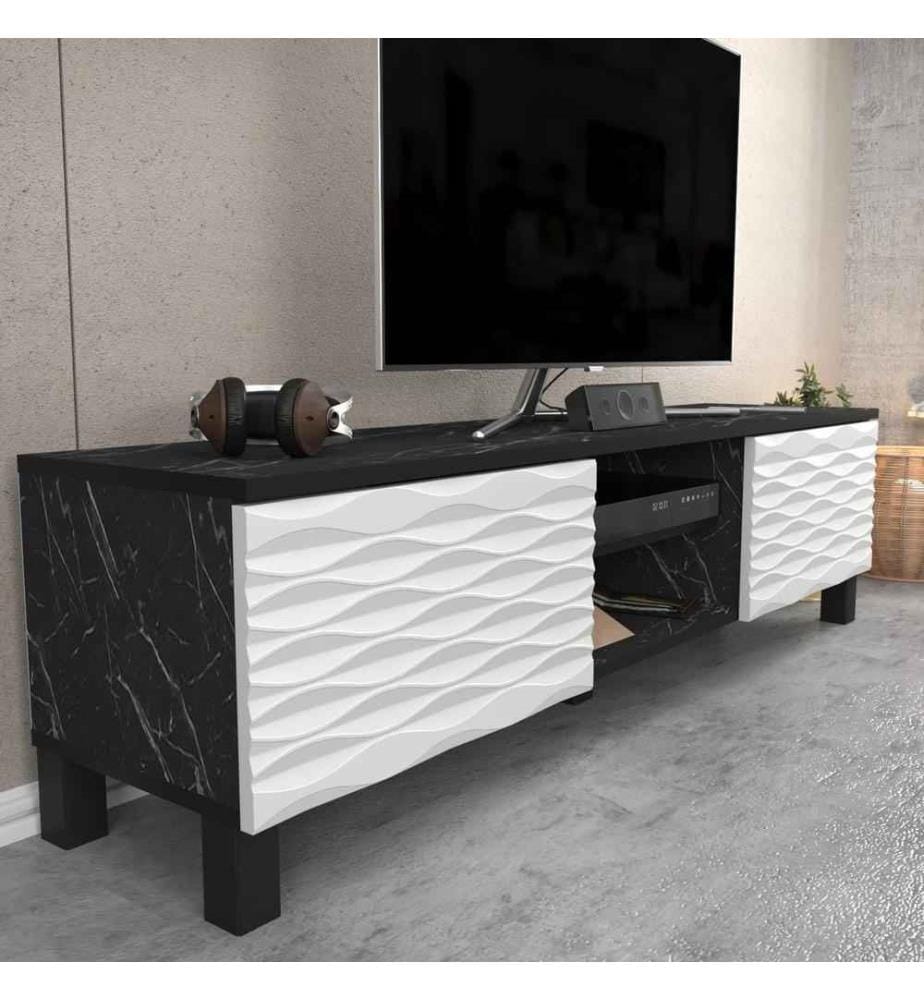 TV Stand, Black White, Melamine Coated Particle Board