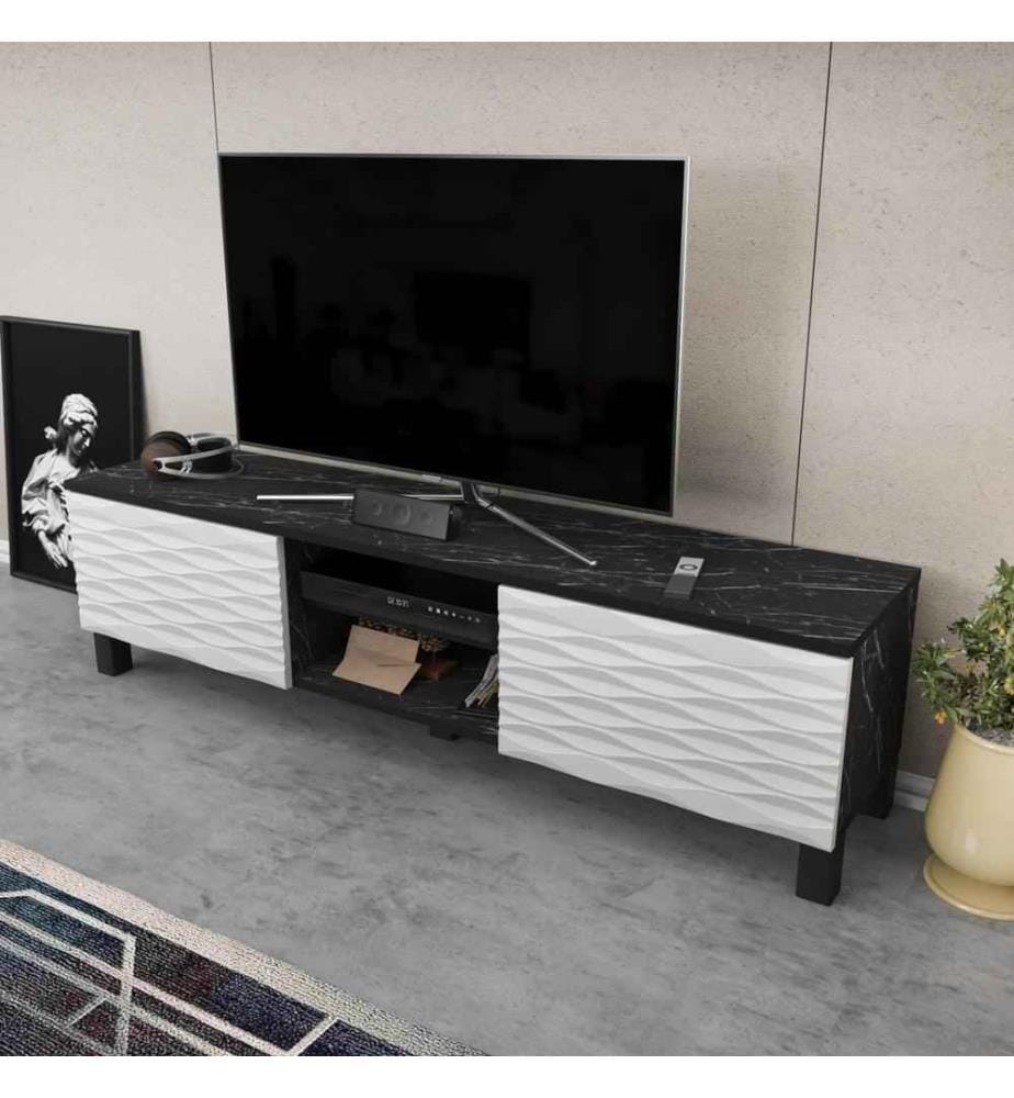 TV Stand, Black White, Melamine Coated Particle Board