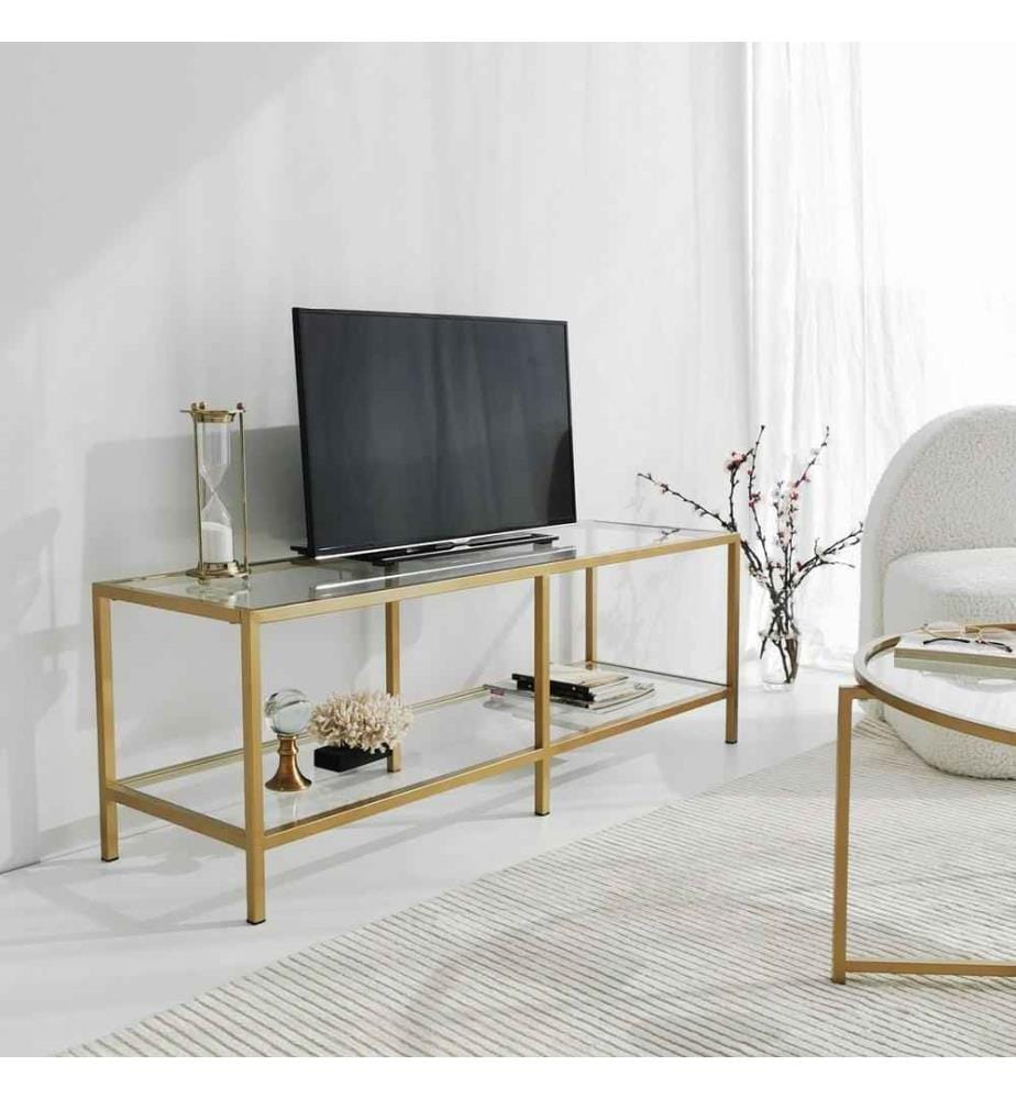 LuxusKollektion Konsolentisch Konsolentisch Gehärtetes Glas Industriell Schmal Regale Gold S0fe400h