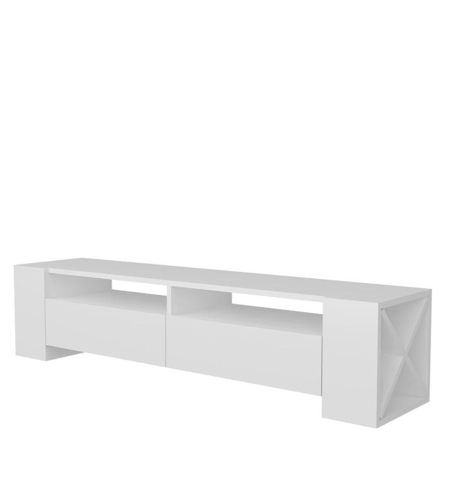 Meuble TV, blanc, panneau de particules mélaminé