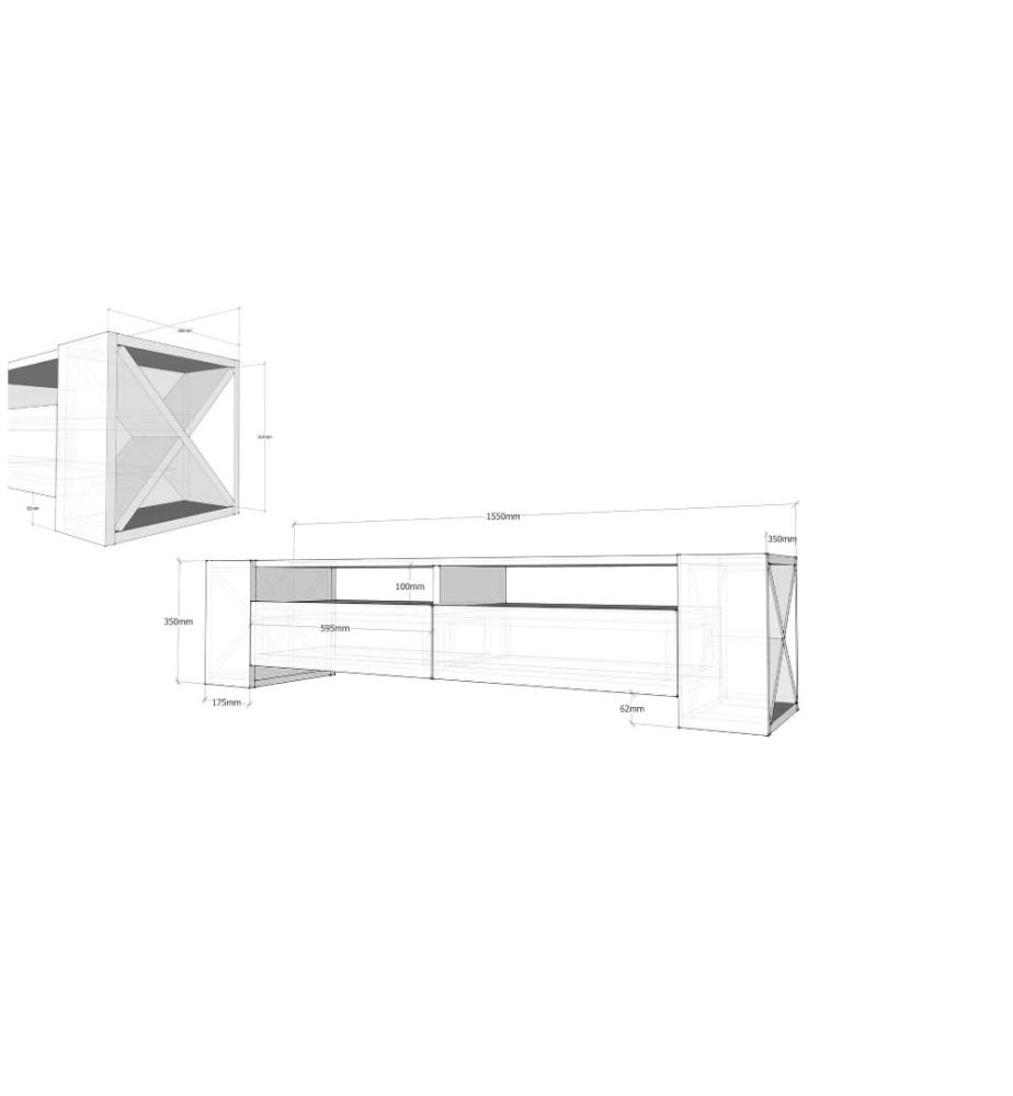 Meuble TV, blanc, panneau de particules mélaminé