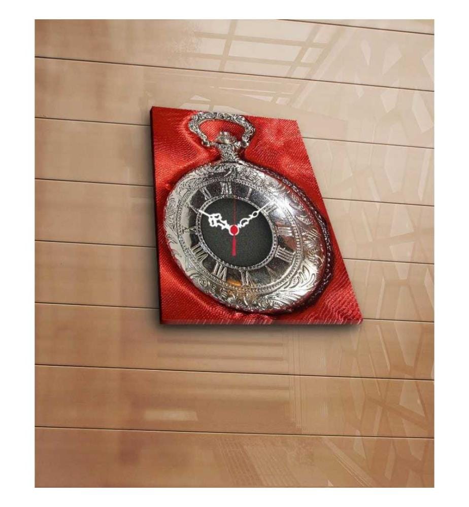 Dekorative Wanduhr aus Leinwand, Multicolor, Wildleder-Leinwand