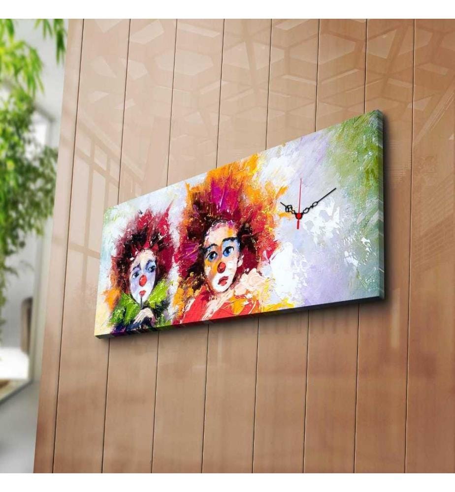 Dekorative Wanduhr aus Leinwand, Multicolor, Wildleder-Leinwand
