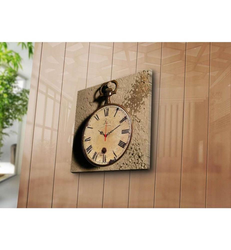 Dekorative Wanduhr aus Leinwand, Multicolor, Wildleder-Leinwand