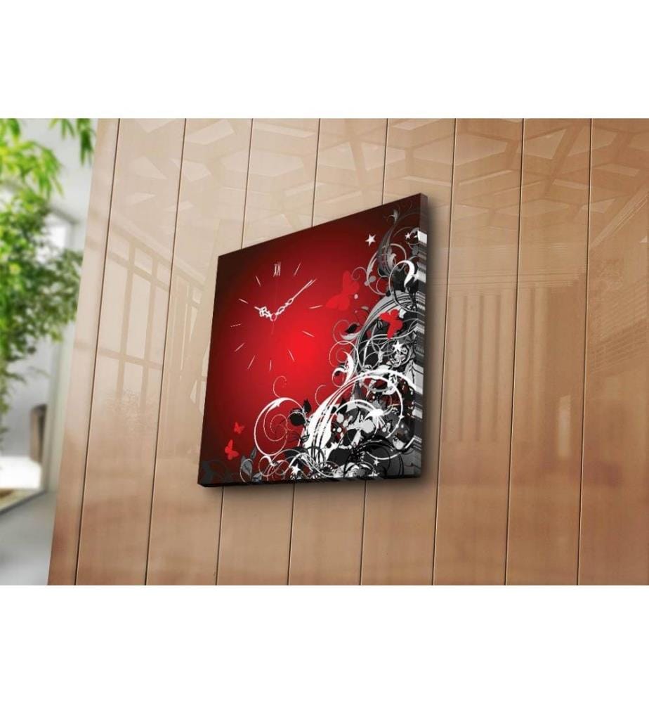 Dekorative Wanduhr aus Leinwand, Multicolor, Wildleder-Leinwand
