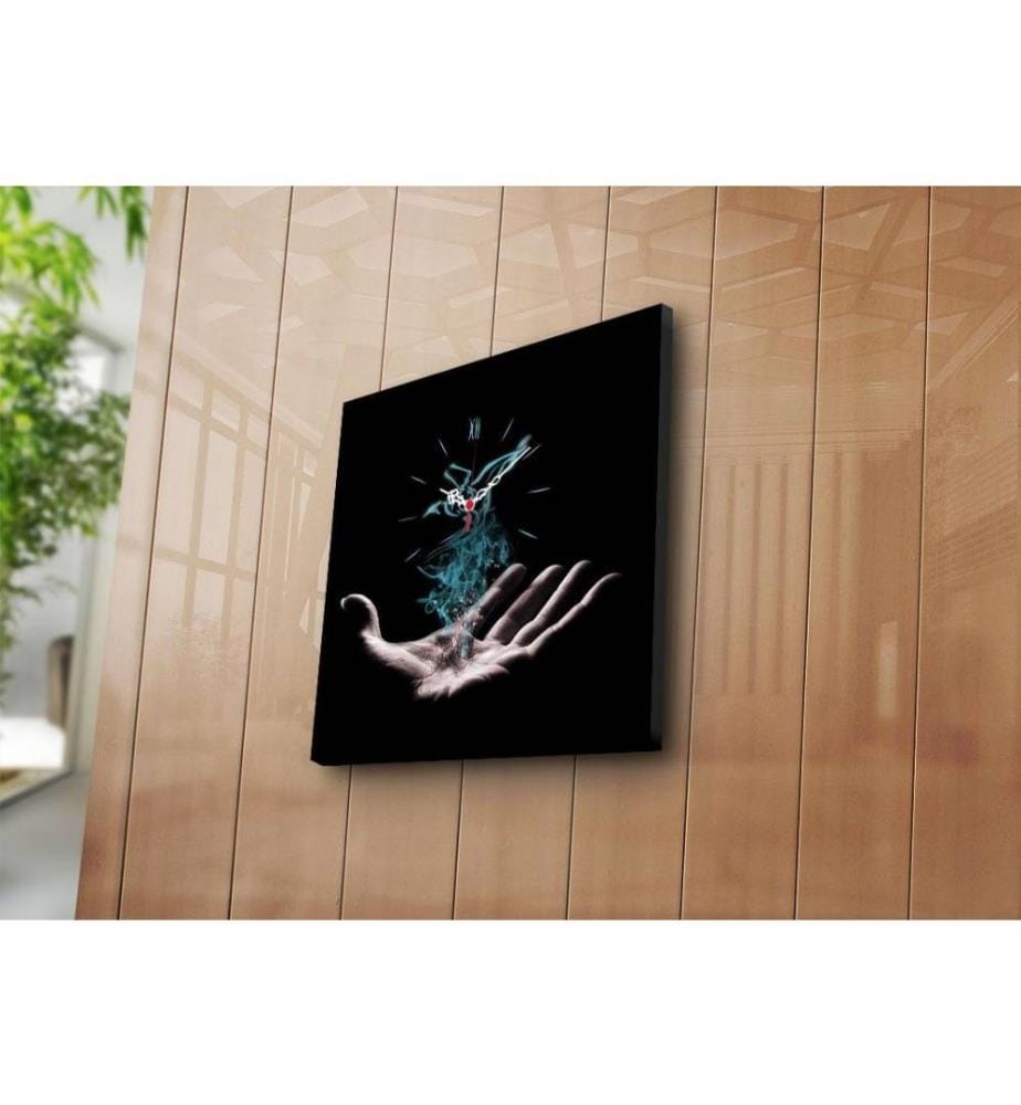 Dekorative Wanduhr aus Leinwand, Multicolor, Wildleder-Leinwand
