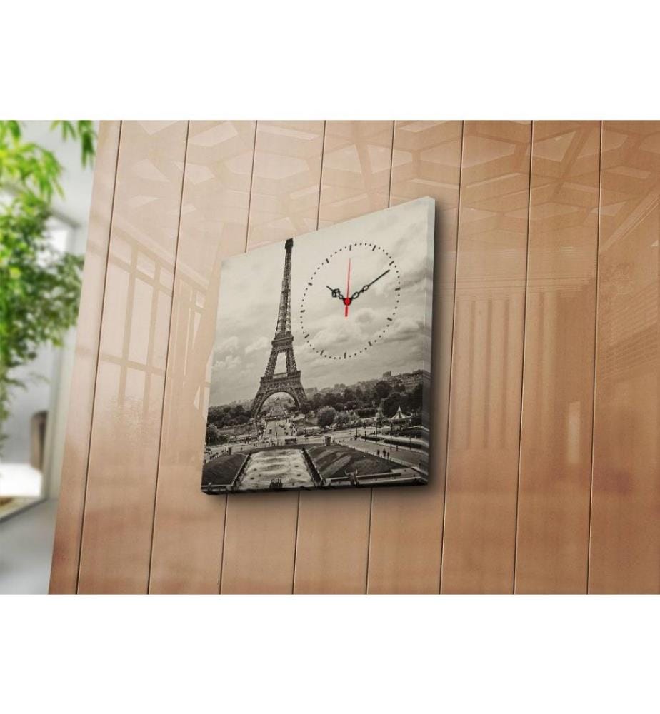 Dekorative Wanduhr aus Leinwand, Multicolor, Wildleder-Leinwand
