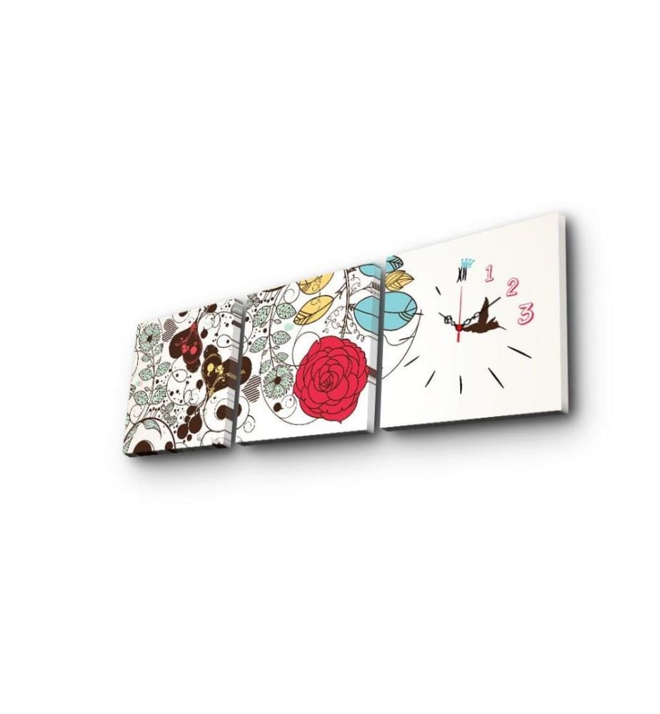 Dekorative Wanduhr aus Leinwand, 3 Stück, Multicolor, Wildleder-Leinwand