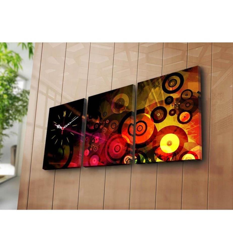 Dekorative Wanduhr aus Leinwand, 3 Stück, Multicolor, Wildleder-Leinwand
