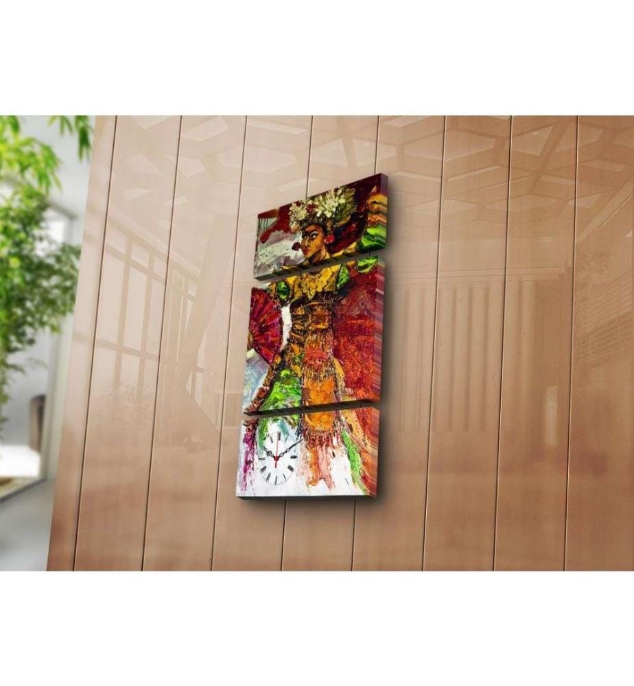 Dekorative Wanduhr aus Leinwand, 3 Stück, Multicolor, Wildleder-Leinwand