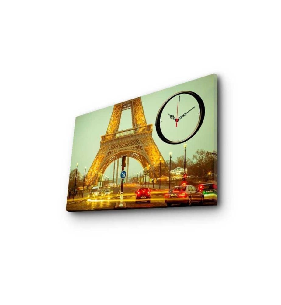 Dekorative Wanduhr aus Leinwand, Multicolor, Wildleder-Leinwand