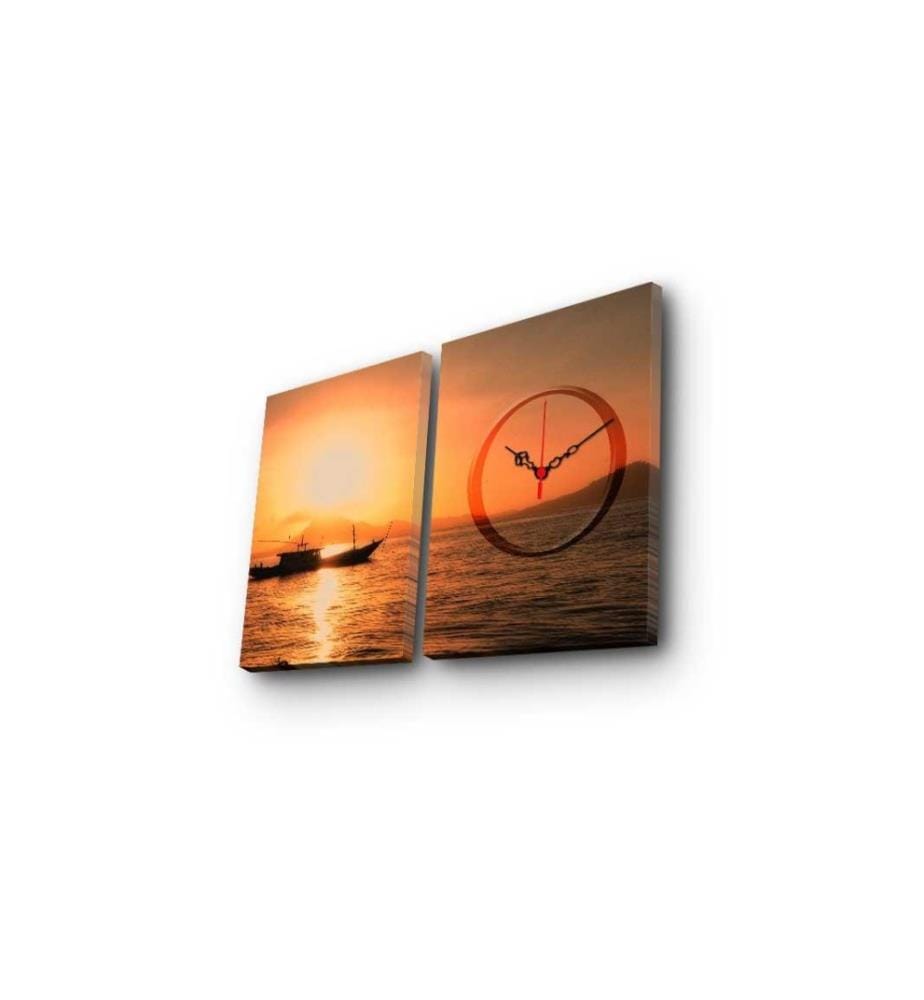 Dekorative Wanduhr aus Leinwand, 2 Stück, Multicolor, Wildleder-Leinwand