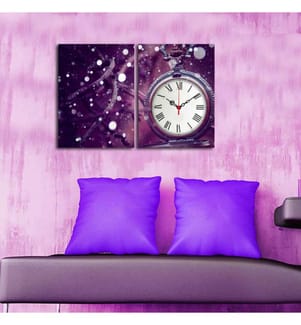 Dekorative Wanduhr aus Leinwand, 2 Stück, Multicolor, Wildleder-Leinwand