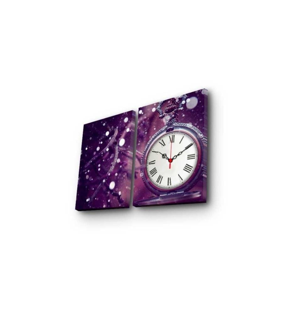 Dekorative Wanduhr aus Leinwand, 2 Stück, Multicolor, Wildleder-Leinwand