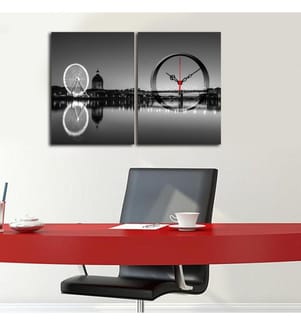 Dekorative Wanduhr aus Leinwand, 2 Stück, Multicolor, Wildleder-Leinwand