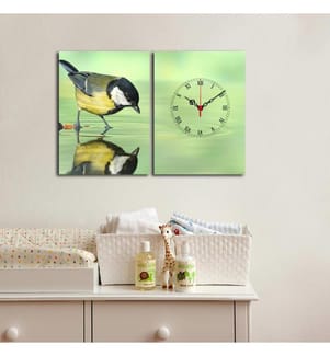 Dekorative Wanduhr aus Leinwand, 2 Stück, Multicolor, Wildleder-Leinwand