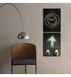 Dekorative Wanduhr aus Leinwand, 2 Stück, Multicolor, Wildleder-Leinwand