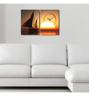 Dekorative Wanduhr aus Leinwand, 2 Stück, Multicolor, Wildleder-Leinwand