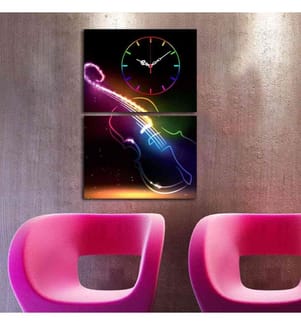 Dekorative Wanduhr aus Leinwand, 2 Stück, Multicolor, Wildleder-Leinwand