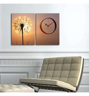 Dekorative Wanduhr aus Leinwand, 2 Stück, Multicolor, Wildleder-Leinwand