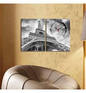 Dekorative Wanduhr aus Leinwand, 2 Stück, Multicolor, Wildleder-Leinwand