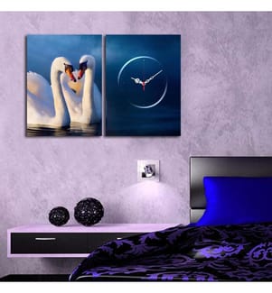 Dekorative Wanduhr aus Leinwand, 2 Stück, Multicolor, Wildleder-Leinwand