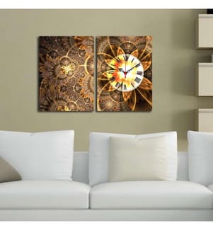 Dekorative Wanduhr aus Leinwand, 2 Stück, Multicolor, Wildleder-Leinwand