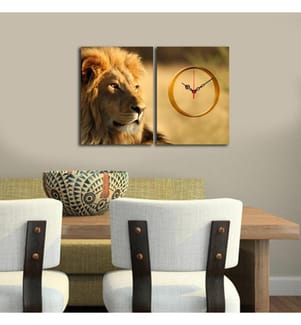 Dekorative Wanduhr aus Leinwand, 2 Stück, Multicolor, Wildleder-Leinwand