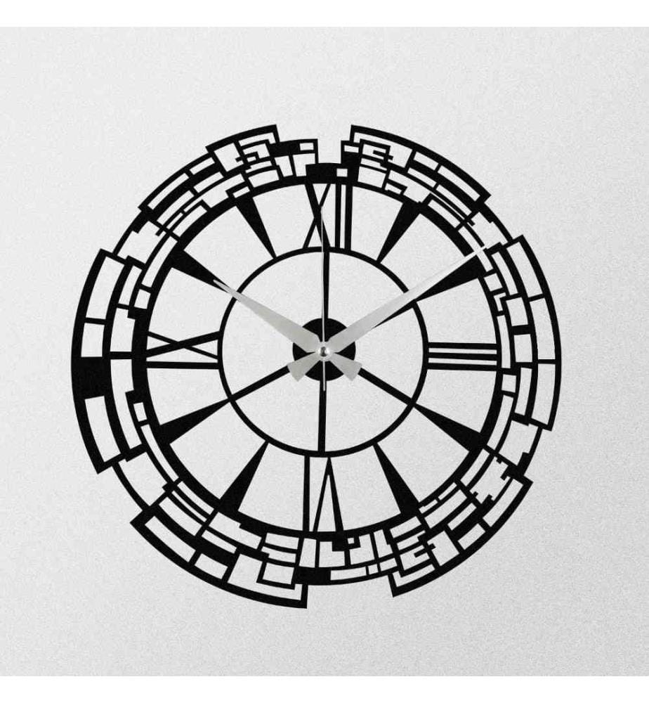 Dekorative Wanduhr aus Metall, Schwarz, Metall