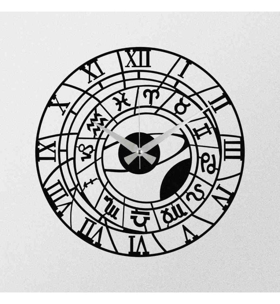 Dekorative Wanduhr aus Metall, Schwarz, Metall
