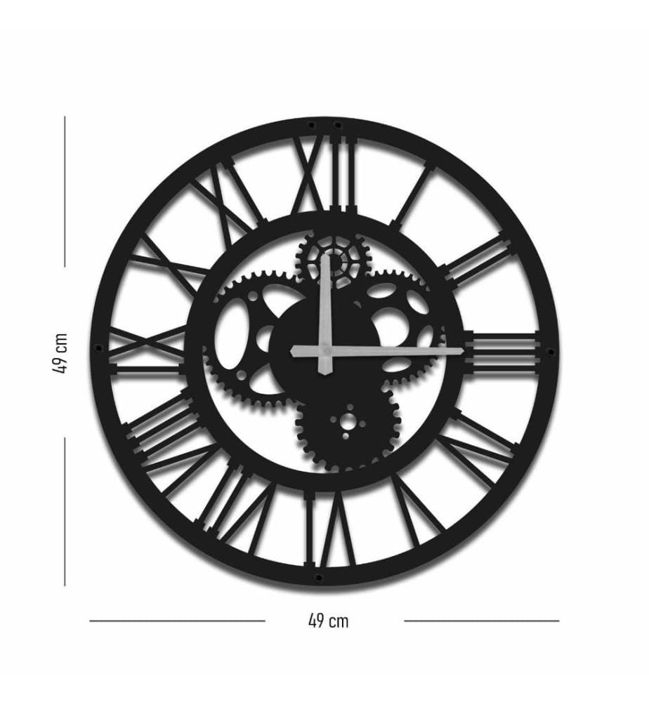 Dekorative Wanduhr aus Metall, Schwarz, Metall