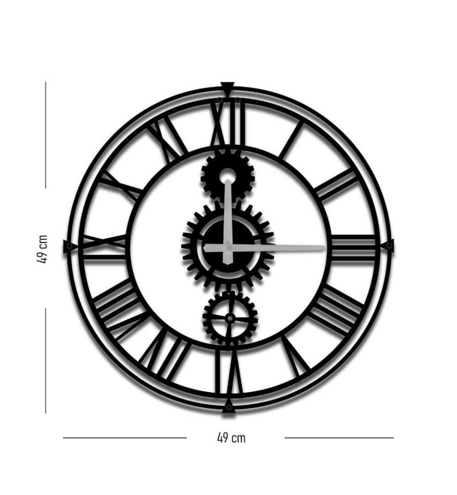 Dekorative Wanduhr aus Metall, Schwarz, Metall