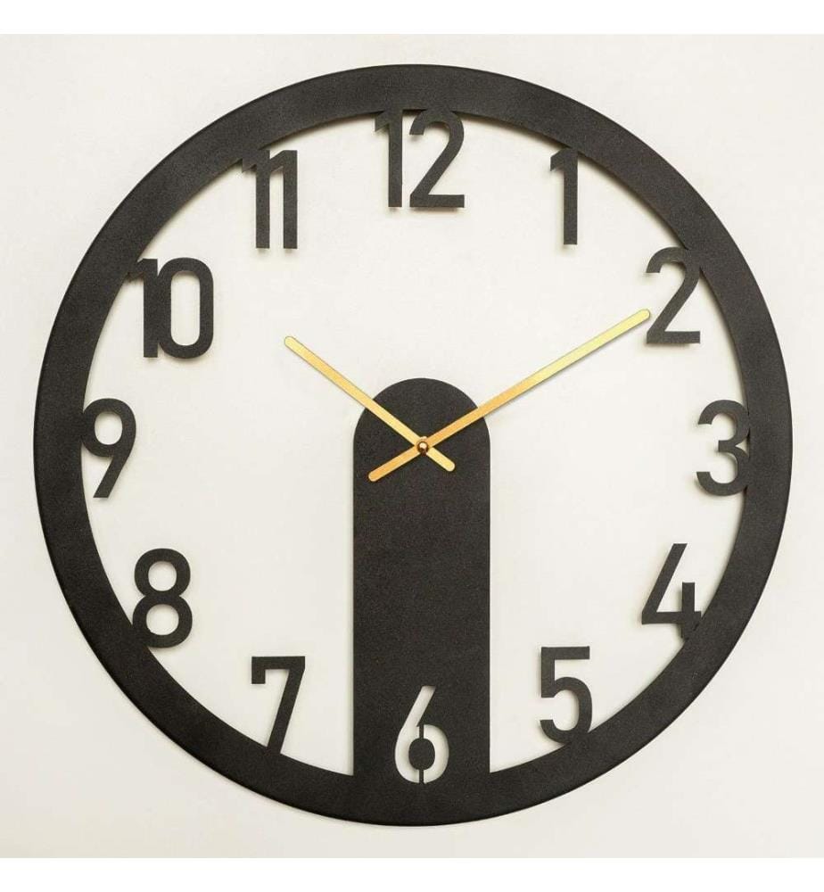 Dekorative Wanduhr aus Metall, Schwarz, Gold, Stahl