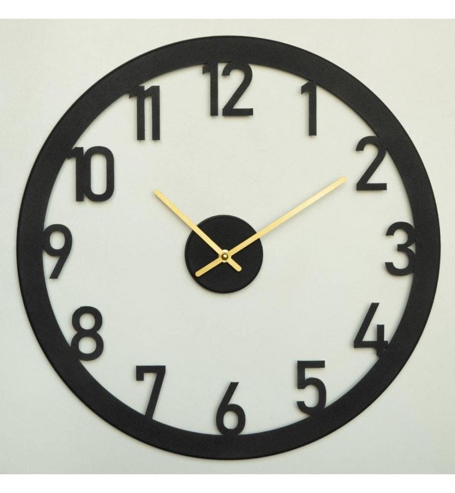 Dekorative Wanduhr aus Metall, Schwarz, Gold, Stahl