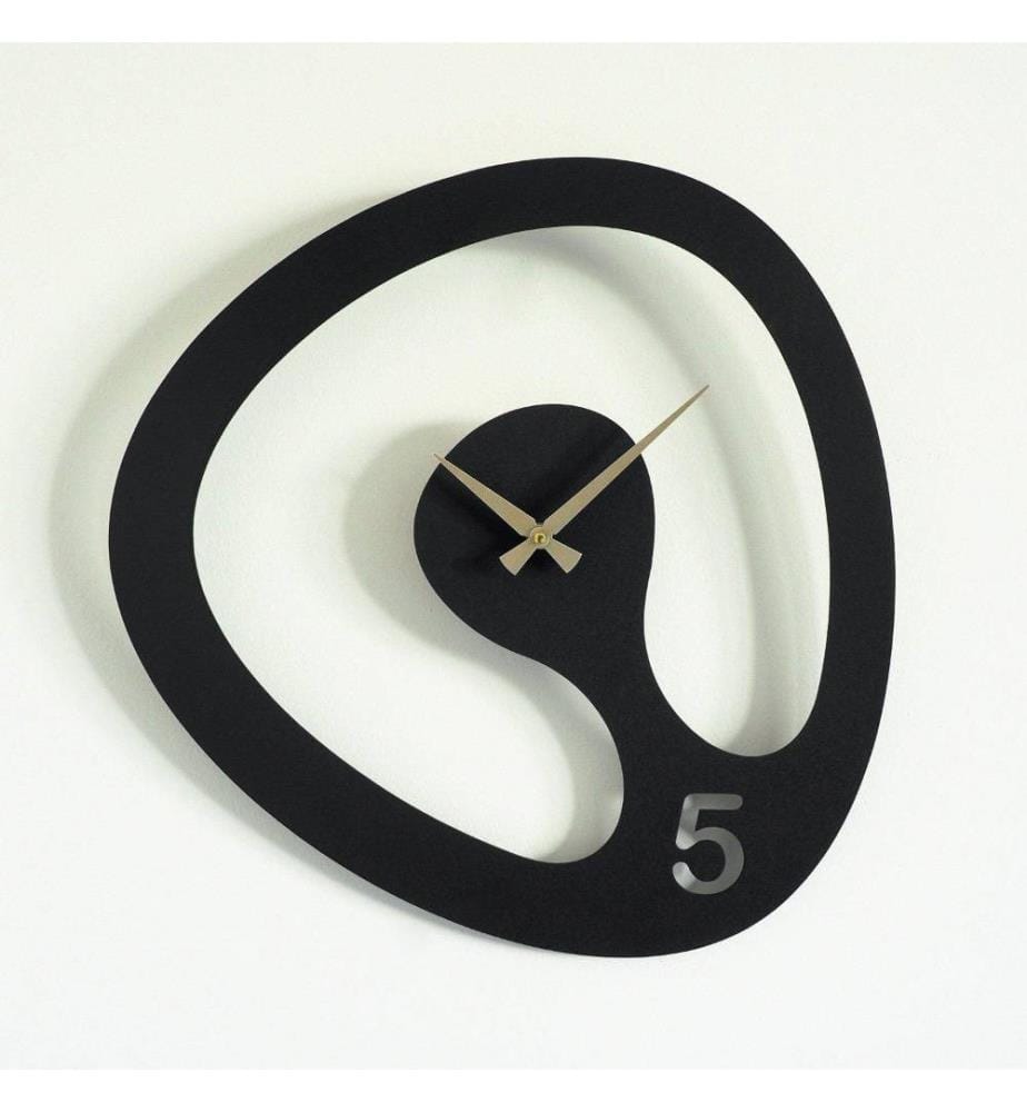 Dekorative Wanduhr aus Metall, Schwarz, Gold, Stahl