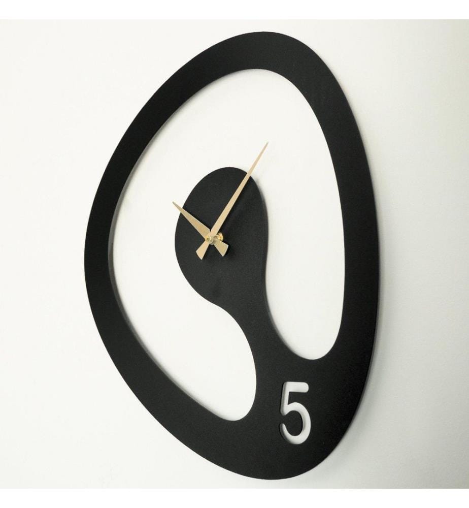 Dekorative Wanduhr aus Metall, Schwarz, Gold, Stahl