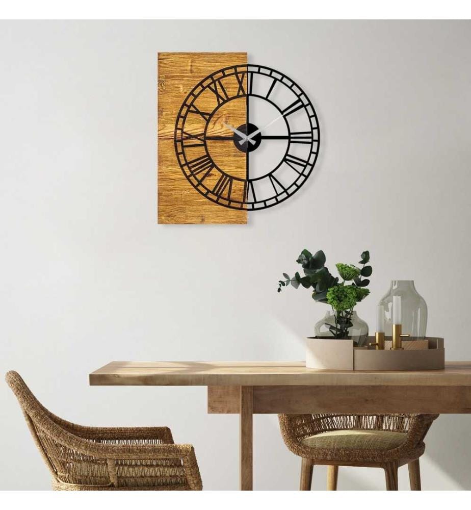 Dekorative Wanduhr aus Holz, Walnuss, Schwarz, Holz