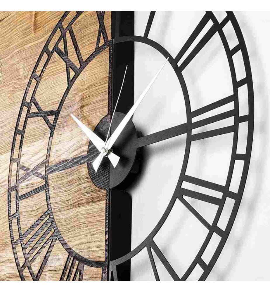 Dekorative Wanduhr aus Holz, Walnuss, Schwarz, Holz
