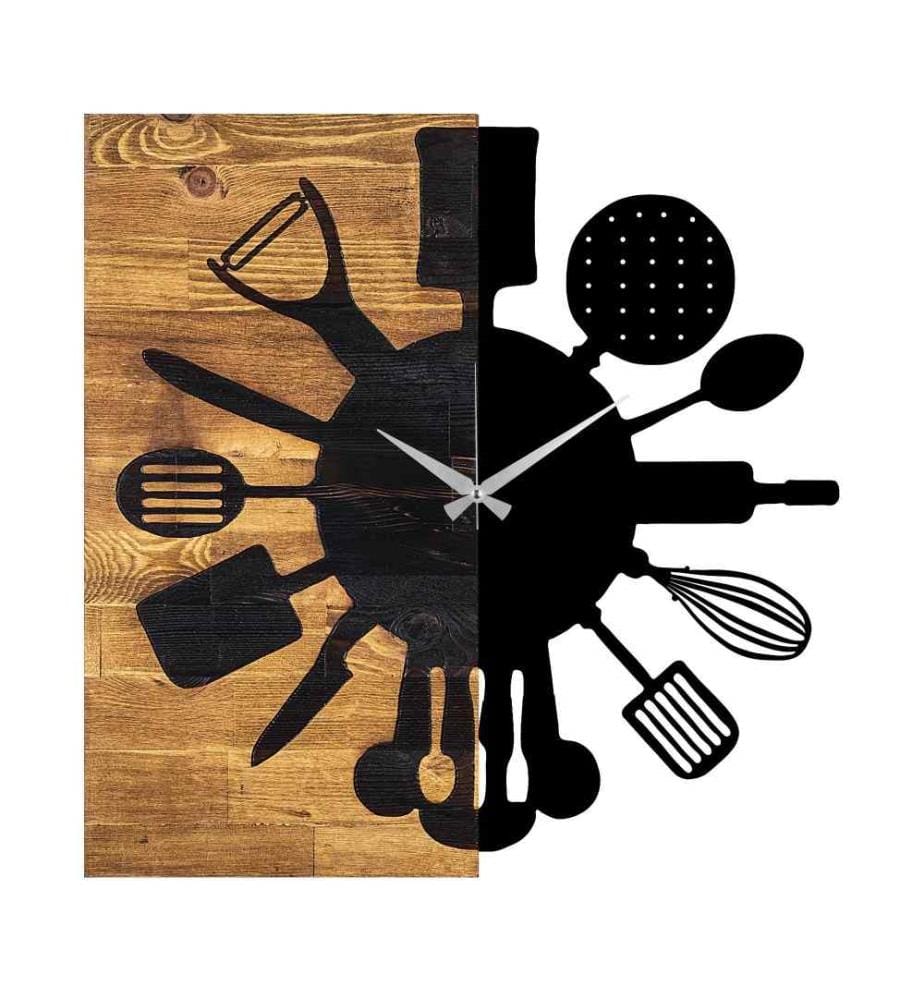 Dekorative Wanduhr aus Holz, Walnuss schwarz, Holz