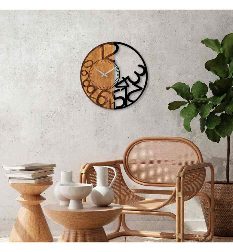 Dekorative Wanduhr aus Holz, Walnuss schwarz, Holz