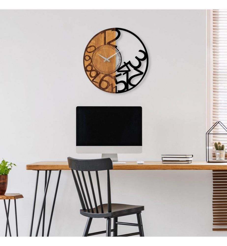 Dekorative Wanduhr aus Holz, Walnuss schwarz, Holz