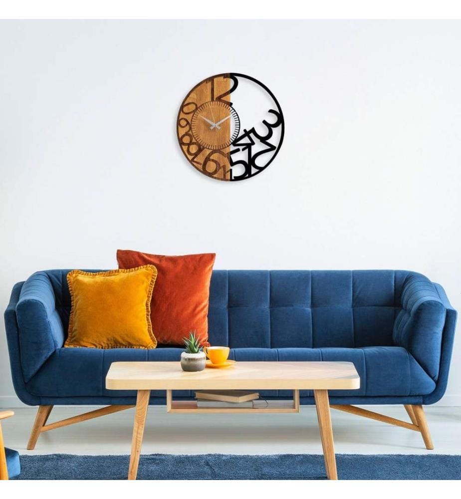 Dekorative Wanduhr aus Holz, Walnuss schwarz, Holz