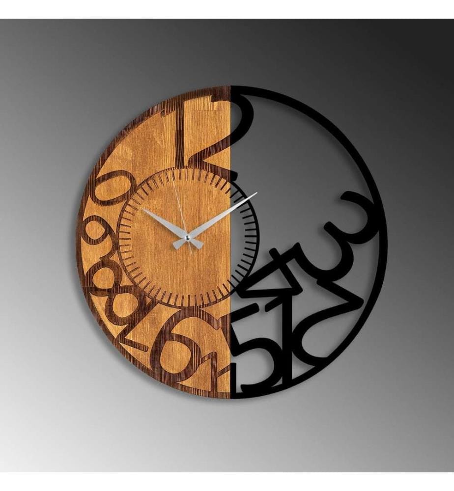 Dekorative Wanduhr aus Holz, Walnuss schwarz, Holz